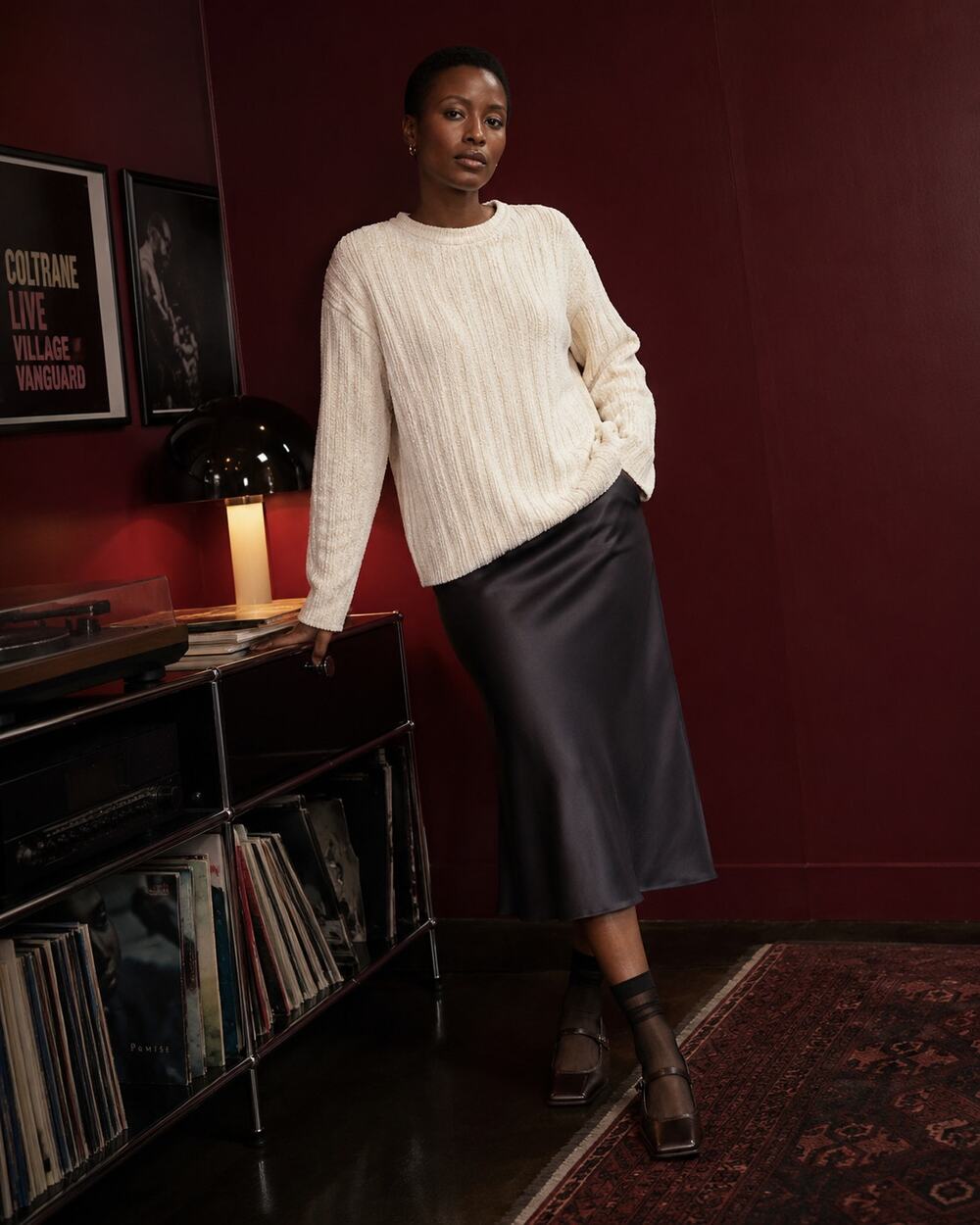 Classic Elements Ivory Chenille Ribbed Sweater L/XL 14/16